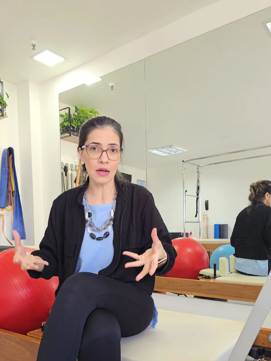Lílian Cunha, fisioterapeuta, no estúdio de Pilates na Chácara Santo Antônio